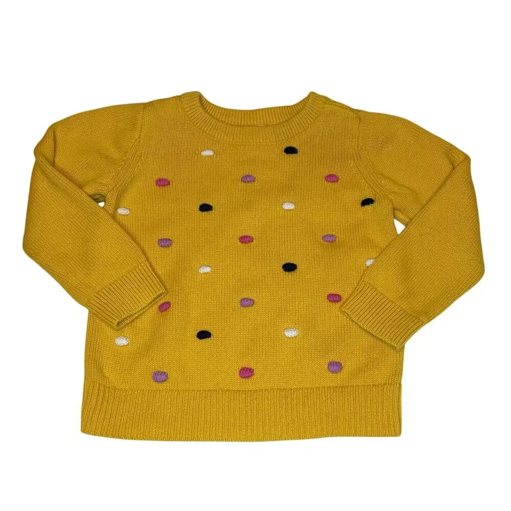 Baby Gap Textured Dot Pullover Sweater Girls 3T Bright Yellow